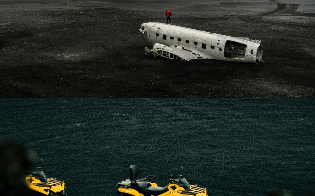 Quad sur la plage de sable noir & visite de l’épave de l’avion 